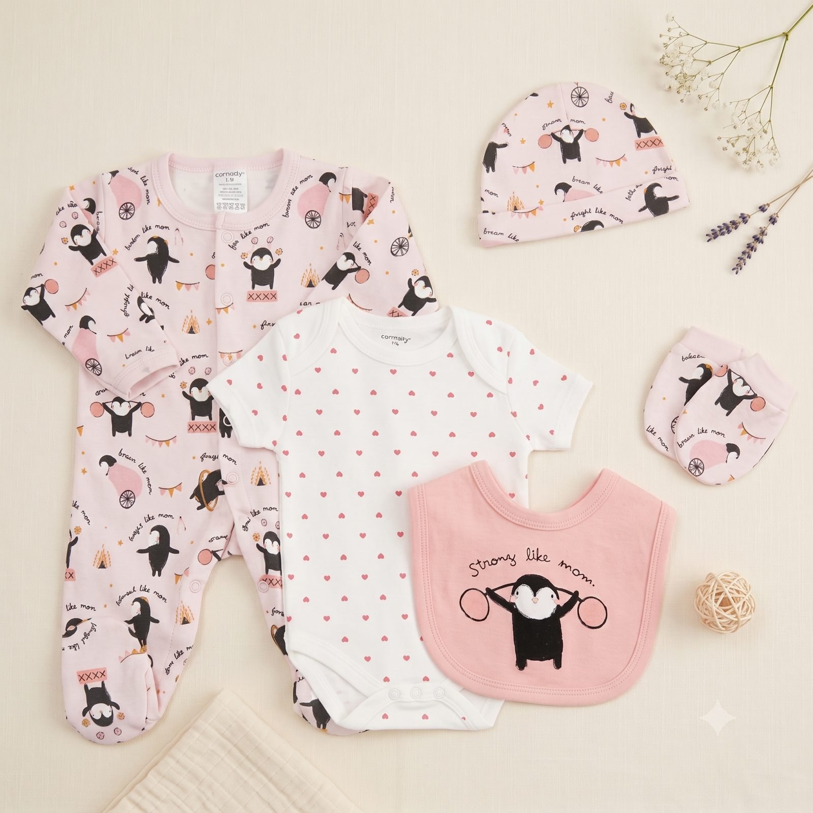Ajuar rosado pinguinos - Ajuares/Primera Muda (foto 2)