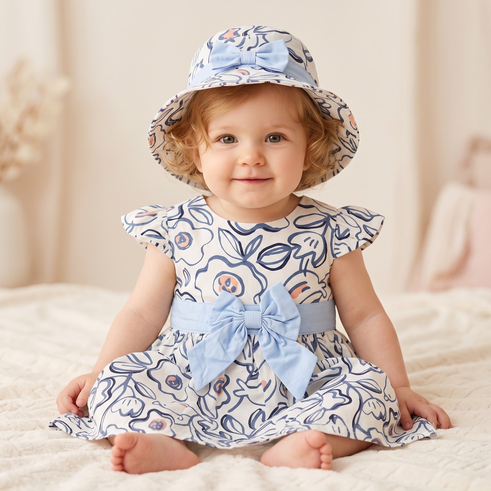 Vestido azul floreado - Vestidos Elegantes