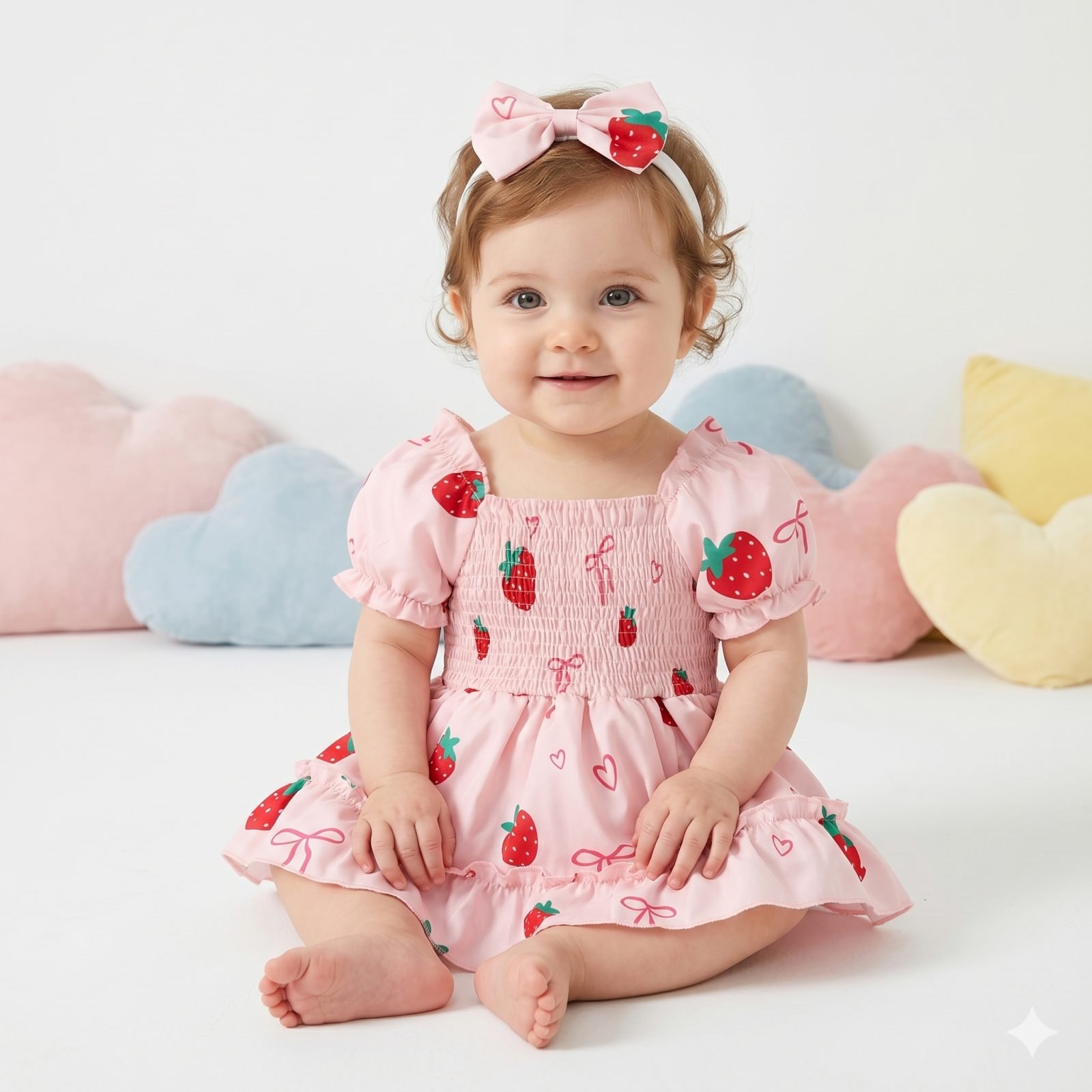 Vestido rosado fresas
