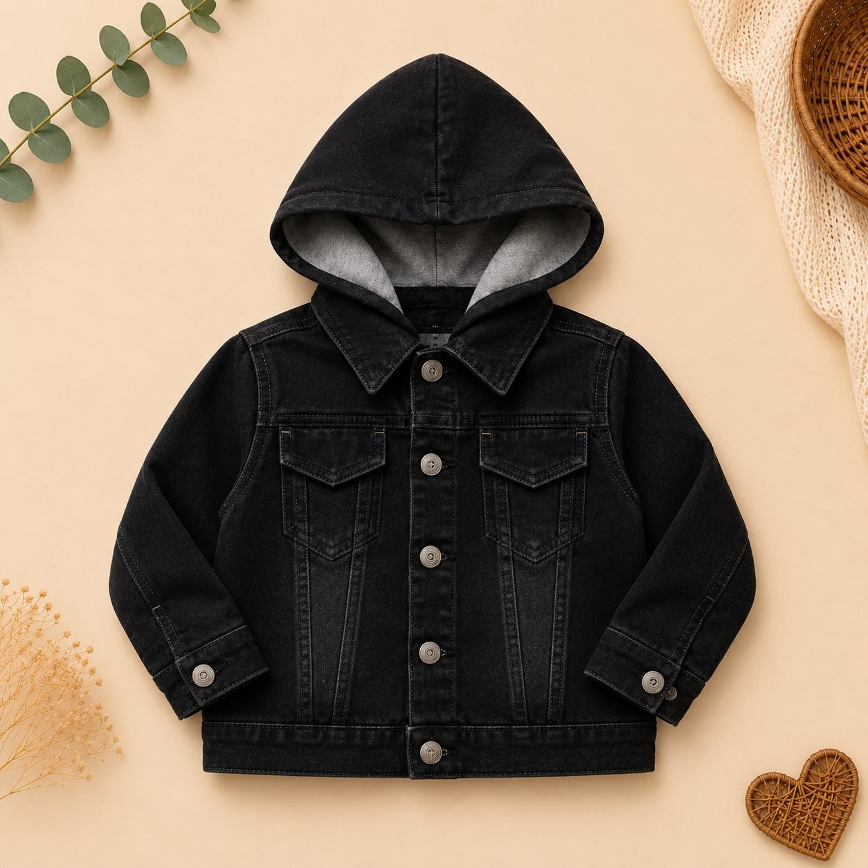 Chaqueta de jeans negra con capota - Chaquetas (foto 4)