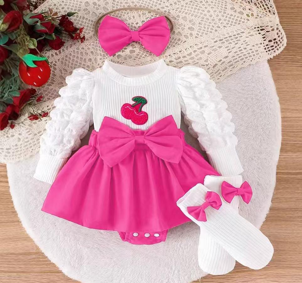 Conjunto blusa blanca corazon Fucsia - Conjuntos Falda (foto 2)