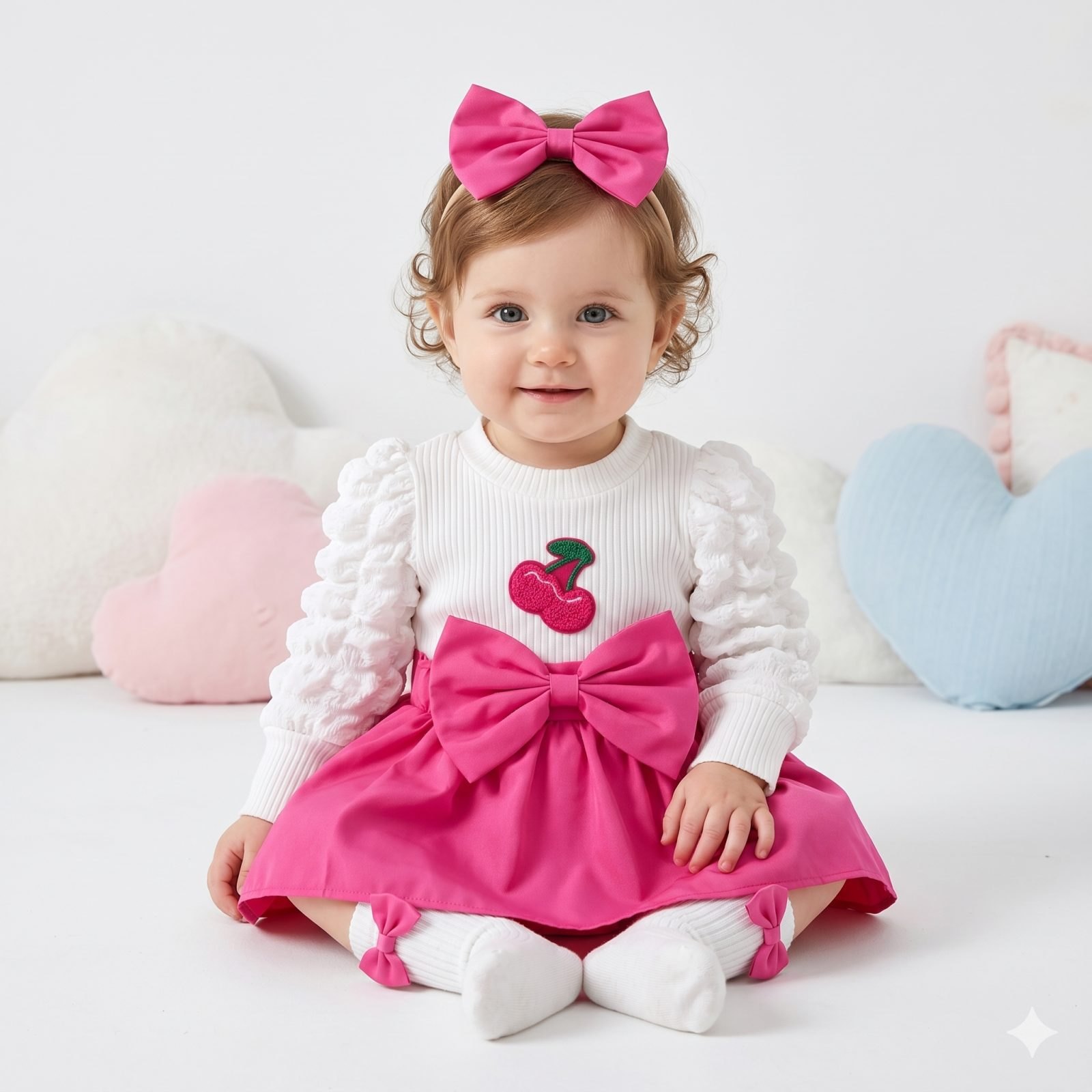 Conjunto blusa blanca corazon Fucsia - Conjuntos Falda