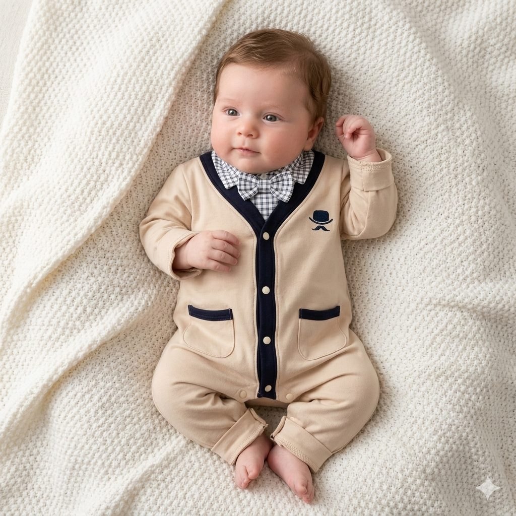 Mameluco beige/negro - Mamelucos y Conjuntos Elegantes (foto 3)