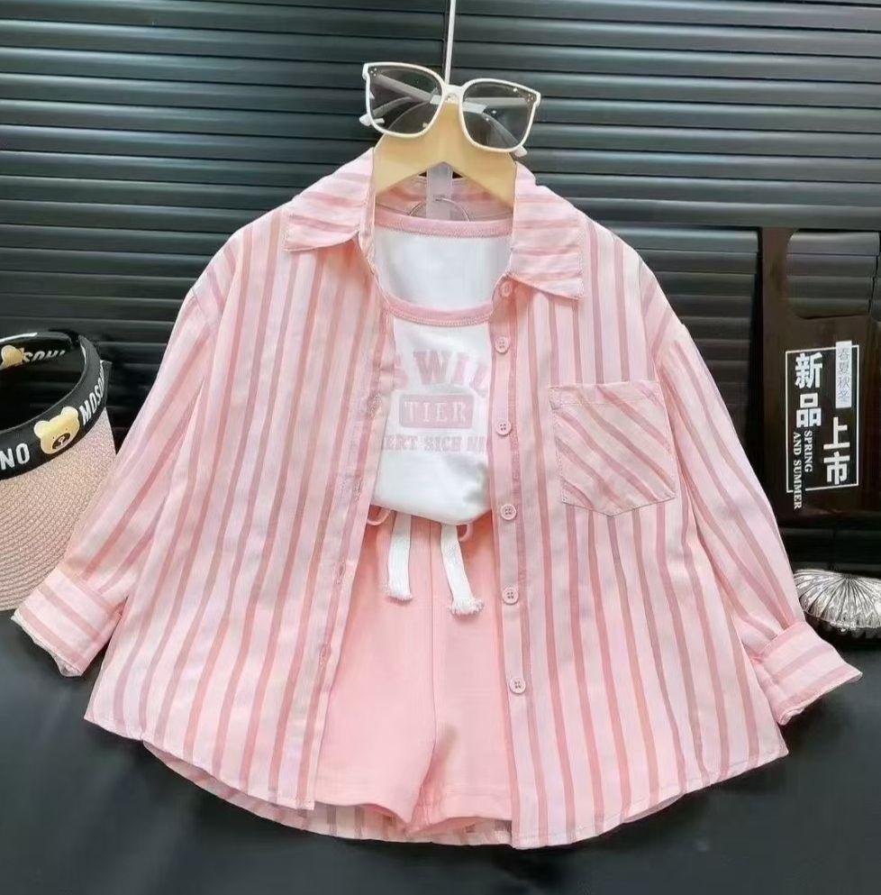 Conjunto rosado camisa rayas - Conjuntos Set x3 (foto 2)