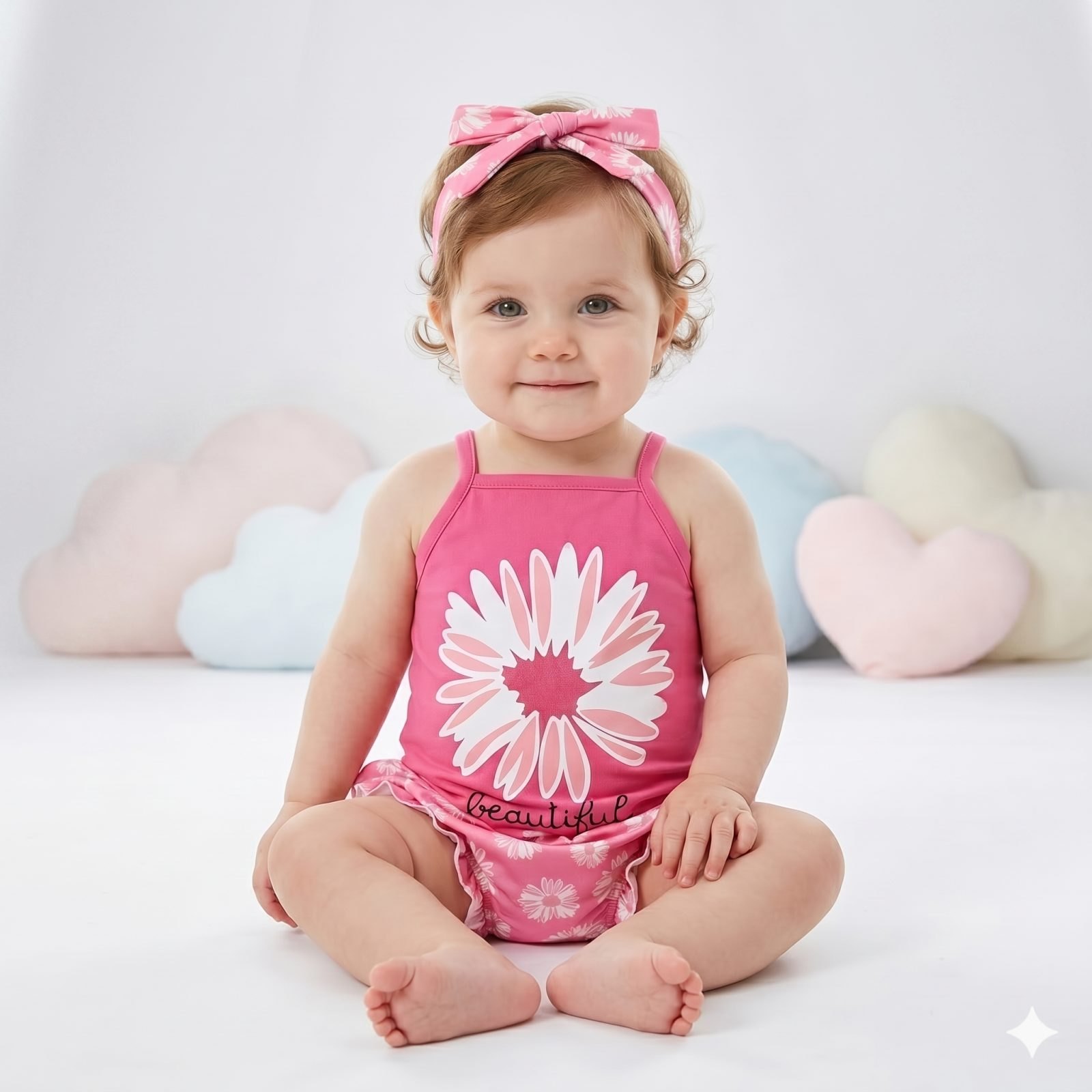 Conjunto short rosado girasoles