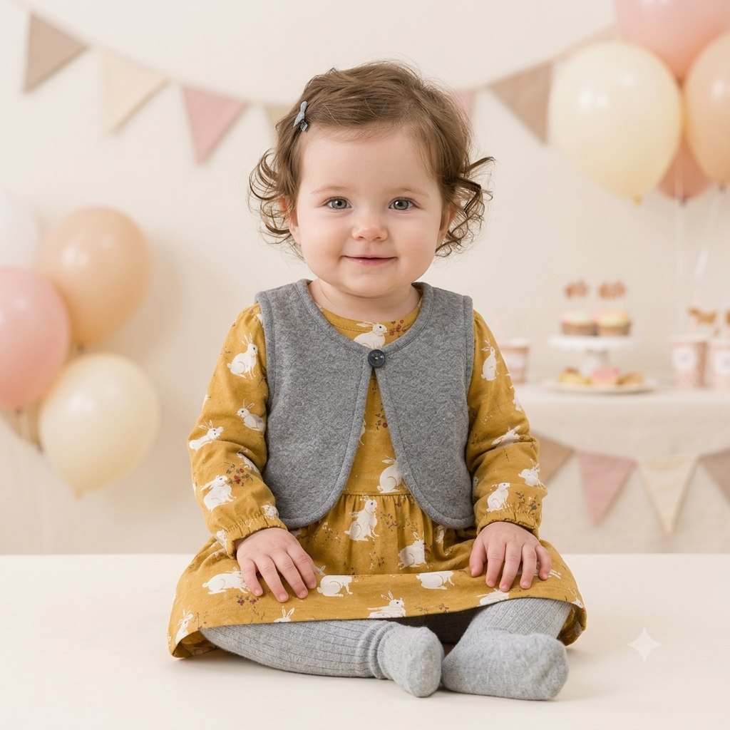 Vestido mostaza con chaleco