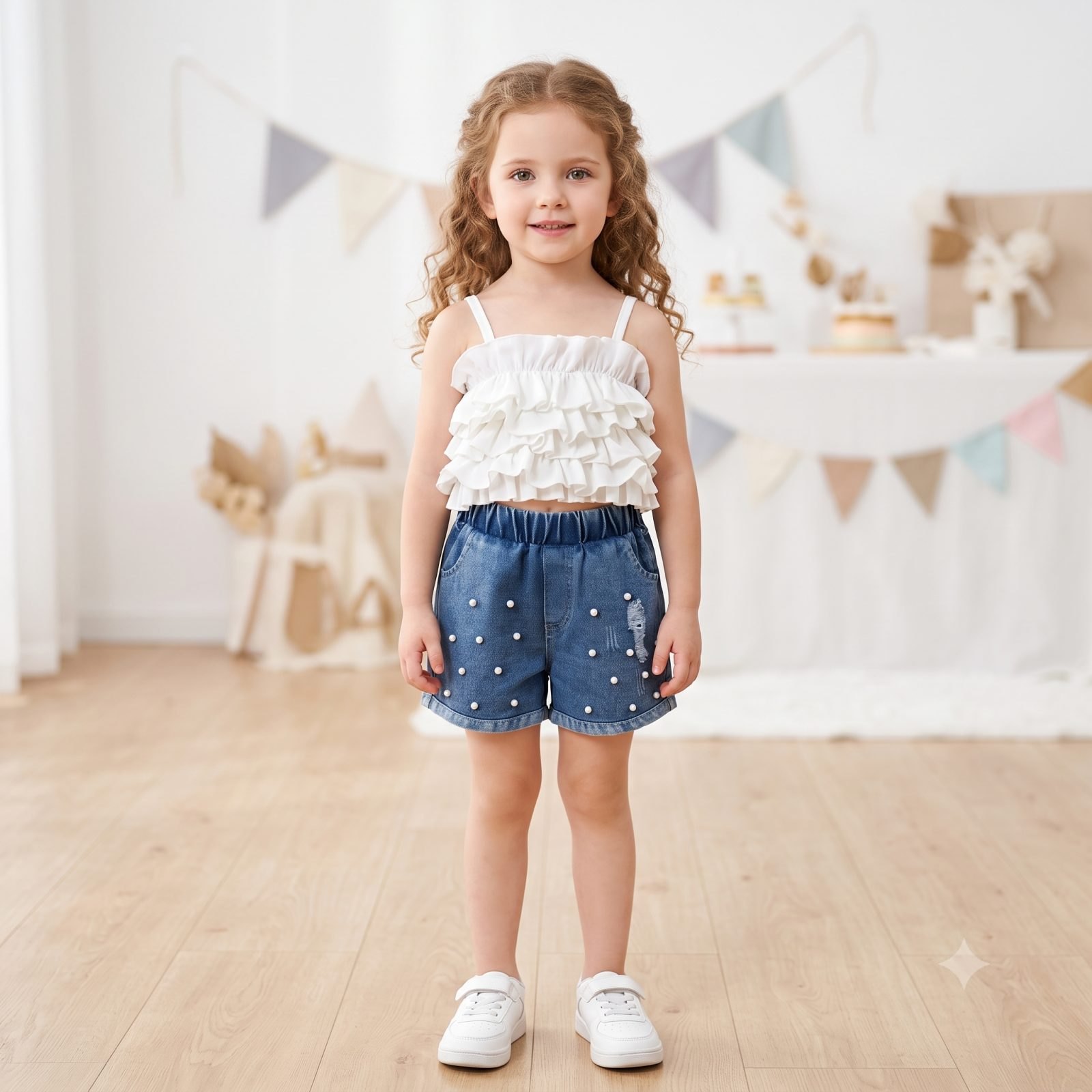 Conjunto short jeans blusa esqueleto blanca - Conjuntos Set x3 (foto 2)