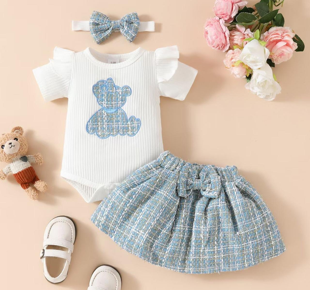 Conjunto body y falda osita azul celeste - OUTLET Ultimas tallas (foto 2)