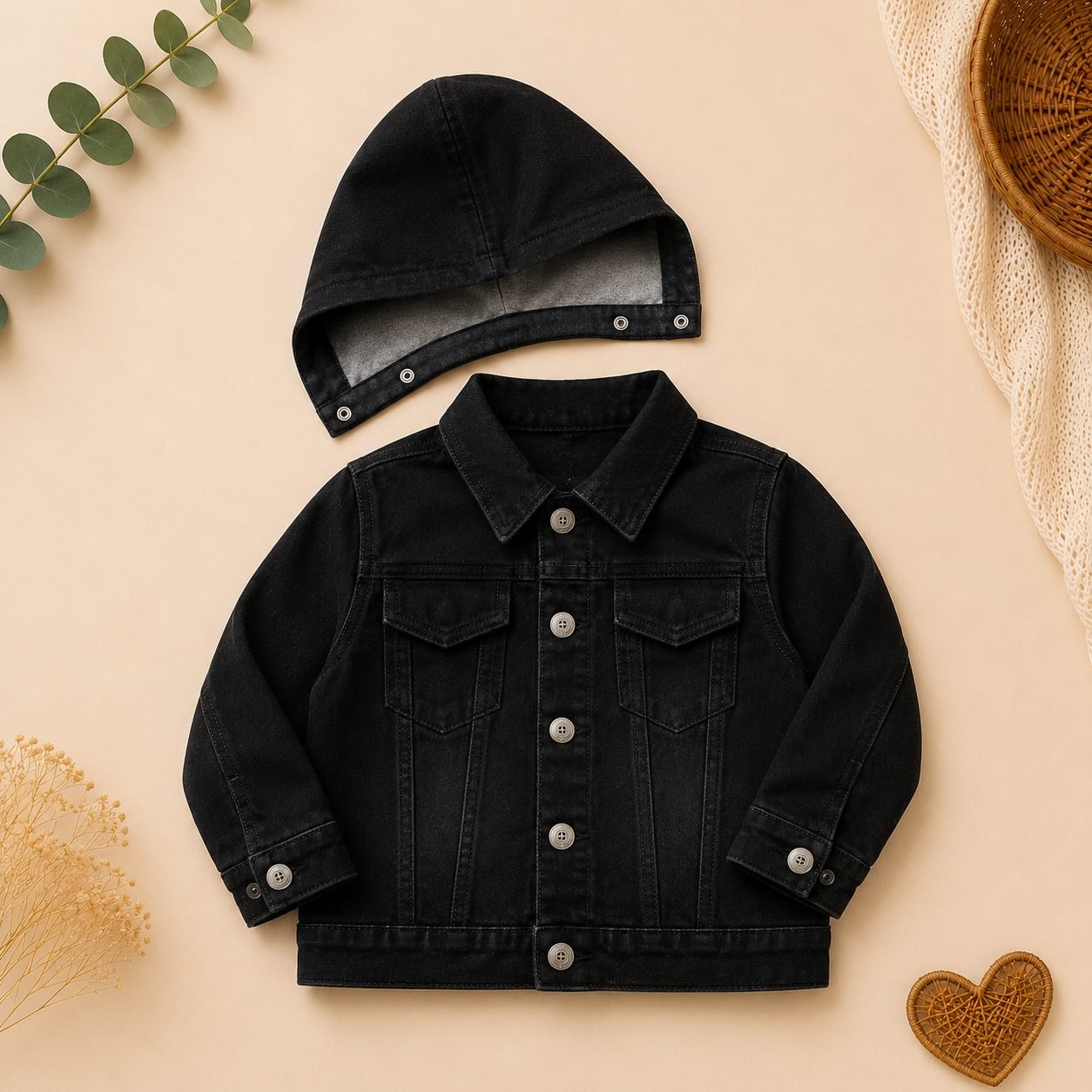 Chaqueta de jeans negra con capota - Chaquetas (foto 3)