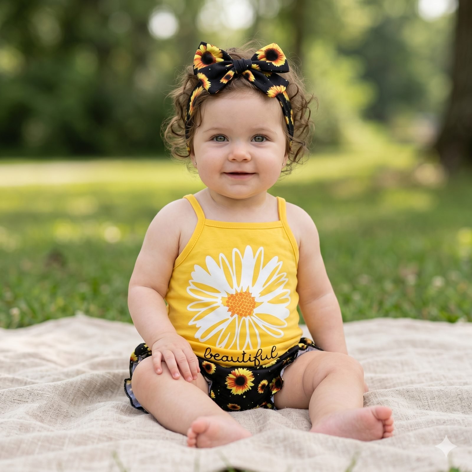 Conjunto Short negro/amarillo girasoles - Conjuntos Short (foto 3)